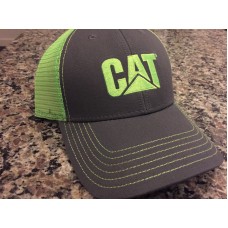 Caterpillar hat. Gray with lime green mesh back and CAT logo.   eb-32450509